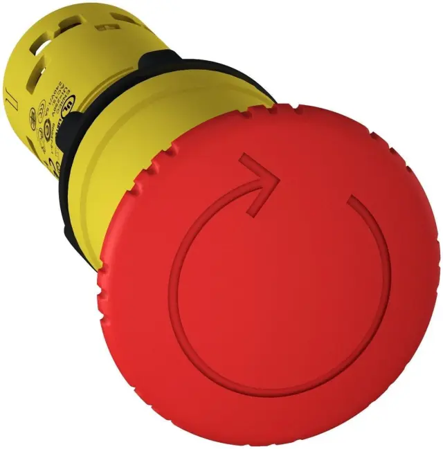Harmony XB7, Monolithic emergency stop, plastic, red mushroom Ø40, Ø22, latching turn to release, 1 NC