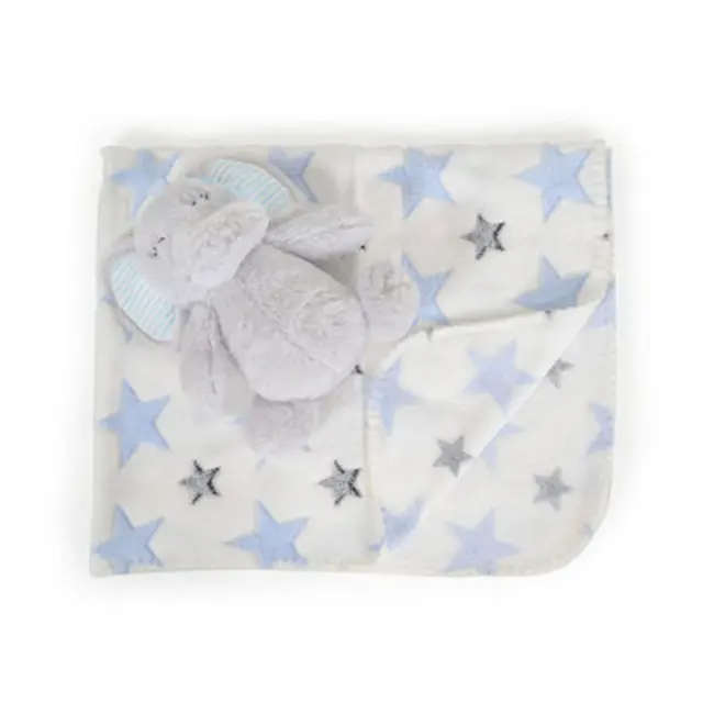 Cangaroo Κουβέρτα Αγκαλιάς & Λίκνου Elephant Μπλε με Ζωάκι 75x90εκ. 3800146269203 2