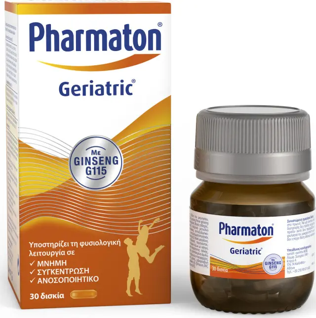 Pharmaton Geriatric με Ginseng G115 Συμπλήρωμα Διατροφής για Ενέργεια, Πνευματική και Σωματική Υγεία και Ευεξία, 30 δισκία 2