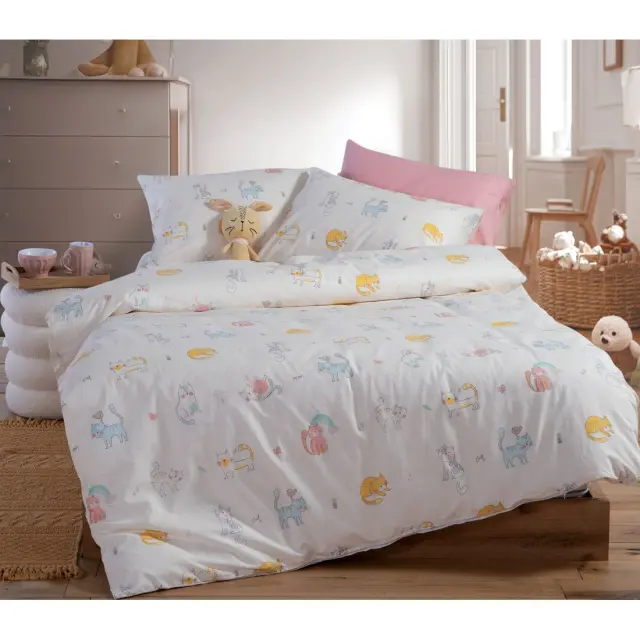 ΠΑΙΔΙΚΑ ΣΕΤ ΣΕΝΤΟΝΙΑ ΜΟΝΑ CAT LIFE 170X260 NEF-NEF HOMEWARE, 100% BAMBAKI - ECRU (039537)