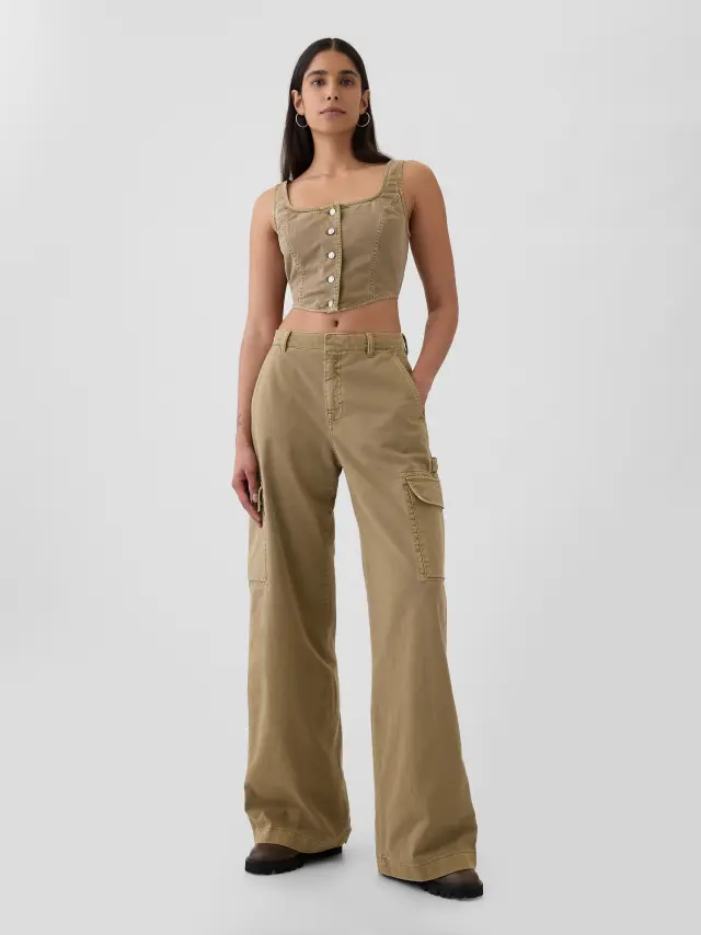 Μπεζ Low Rise Cargo Baggy Khakis Παντελόνι Hayes brown