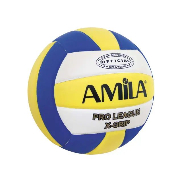 Amila Adult Pro League X-Grip Size 5 Nylon Wound Volley Ball Μπλε - Κίτρινο 41637 (Amila) - 5
