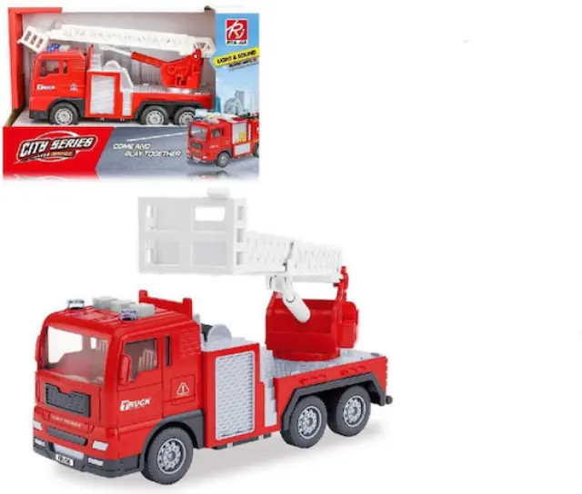 Martin Toys Πυροσβεστικό Φορτηγό Pull Back 21cm με Φώτα + Ήχους για Παιδιά 3+ Ετών