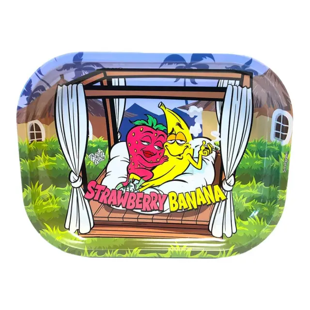 Best Buds Thin Box Rolling Tray with Storage Strawberry Banana 3