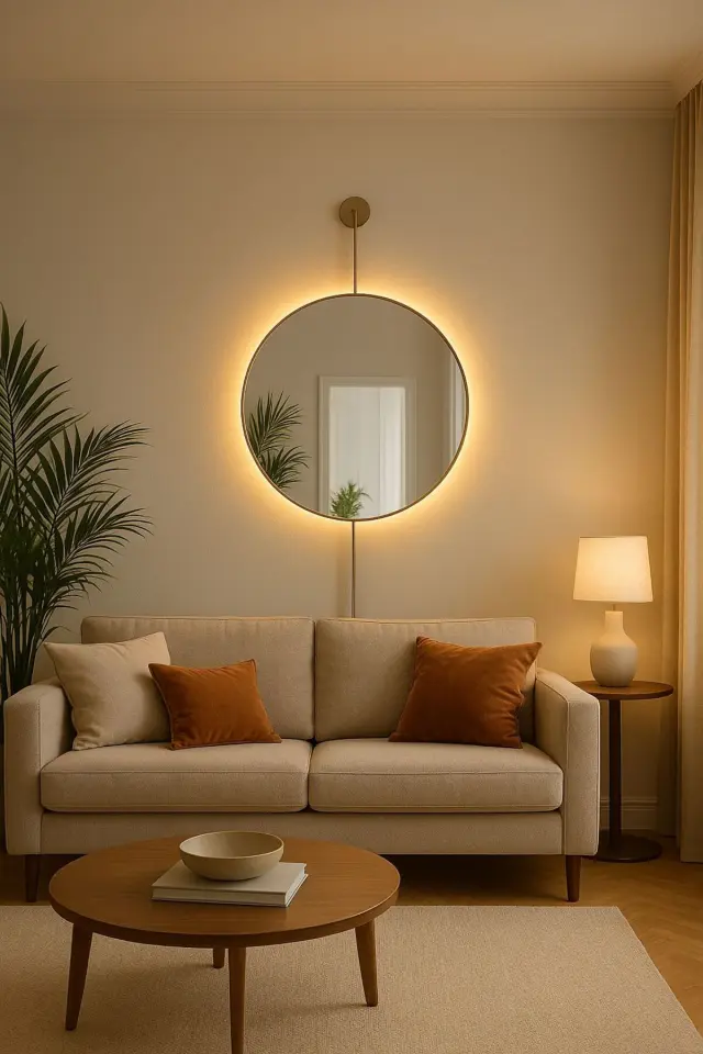 Stewehome Διακοσμητικός καθρέφτης LED με μεταλλικό πλαίσιο για διάφορους χώρους Χρυσό 90x50x90 cm 2