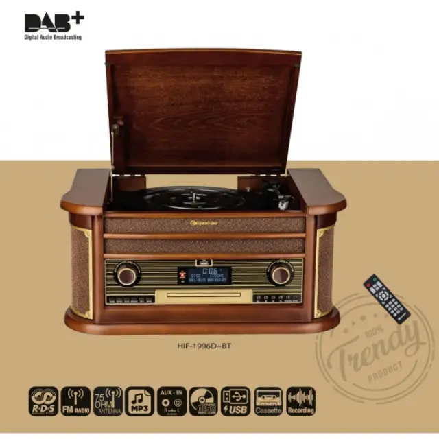 Roadstar HIF-1996D+BT Πικάπ με Προενίσχυση και Ενσωματωμένα Ηχεία Καφέ 2