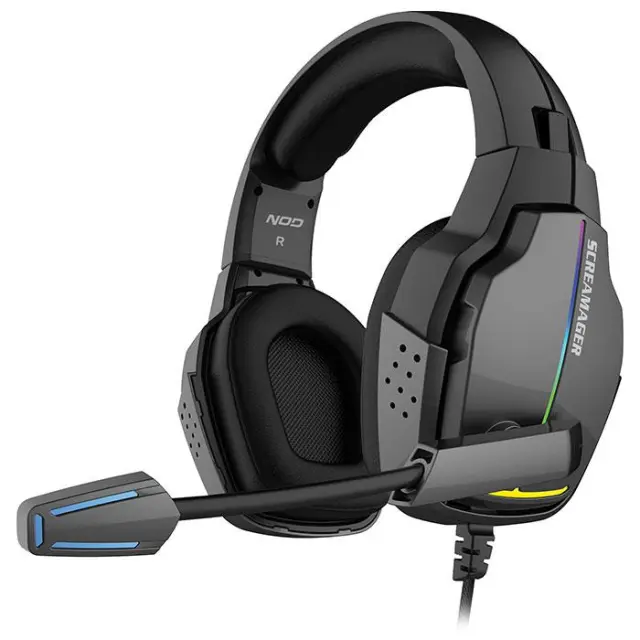 Gaming headset με αναδιπλούμενο μικρόφωνο και rainbow RGB LED φωτισμό.
