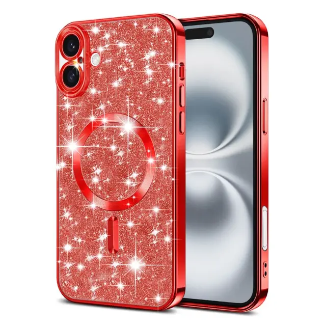 Techsuit® Luxury Glitter MagSafe Θήκη για iPhone 16 -Red