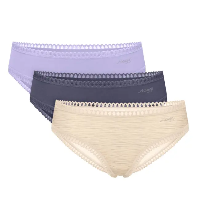 Sloggi Βαμβακερά Σλιπ Go Crush Hipster Συνδυασμός Λιλά 3-Pack 2