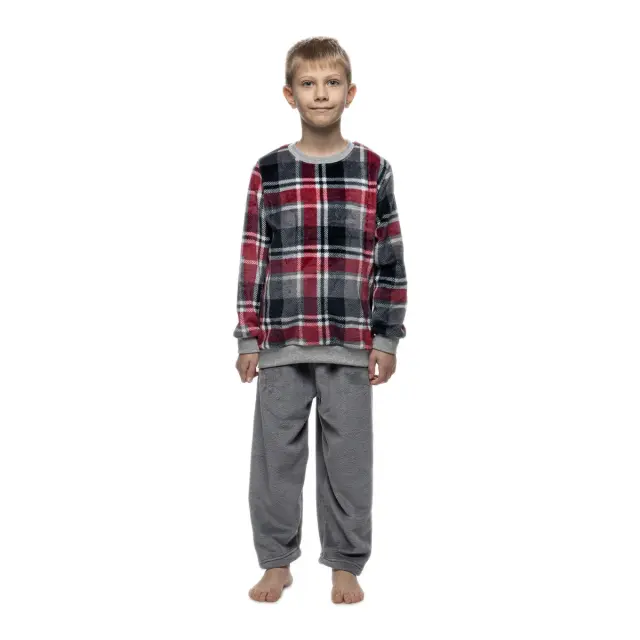 Galaxy Παιδική Πυτζάμα Αγόρι Καρό Fleece, Χρώμα Πολύχρωμο