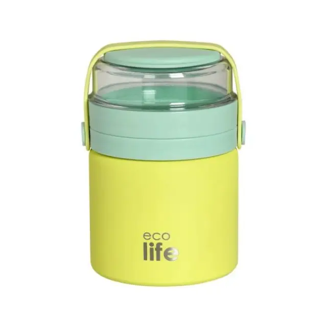 Eco Life Στρογγυλό Θερμός Φαγητού 450ml Yellow 33-BO-9020