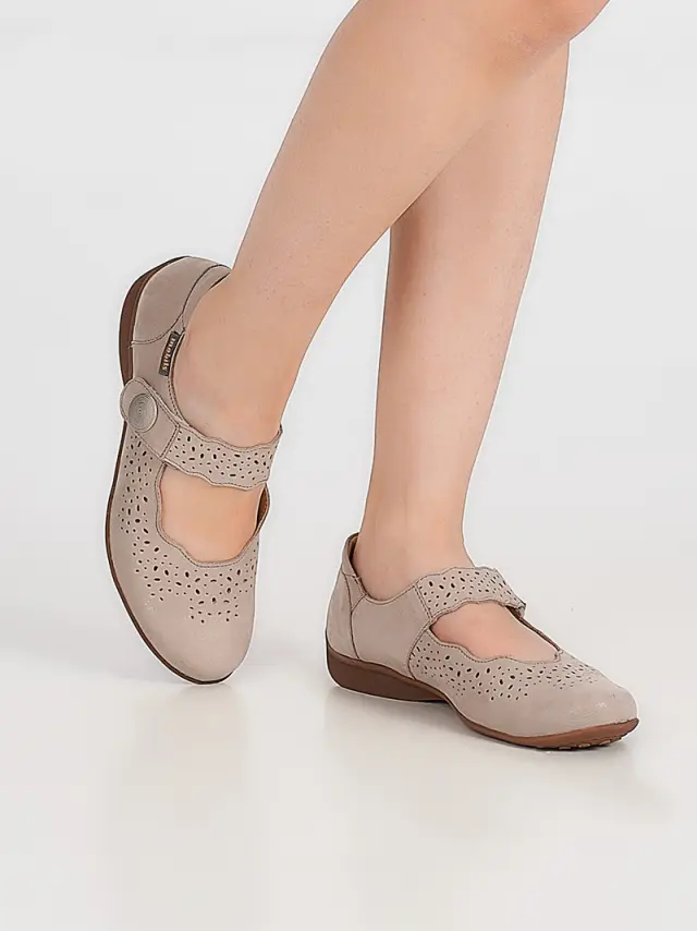 Mephisto Μπαρέτες Γυναικείο δέρμα Nubuck Μπεζ MEP/FABIENNE TAUPE 2