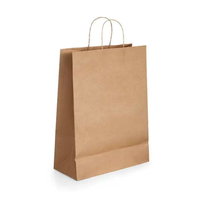 Τσάντα χάρτινη κραφτ με στριφτό χεράκι 26x12x36cm