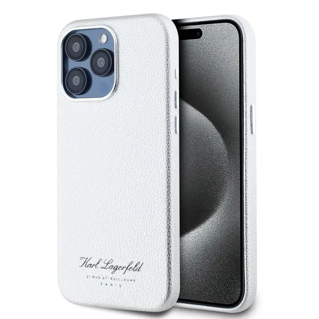 Karl Lagerfeld® Grained PU Hotel RSG Θήκη για iPhone 15 Pro Max- Grey
