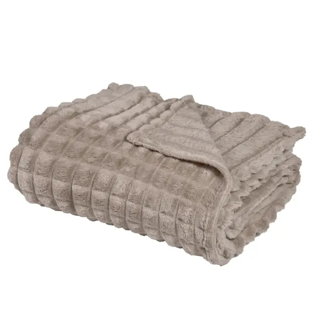 Κουβέρτα Καναπέ 130x170 330gsm Fleece Das Home 1387 Taupe 100% Πολυέστερ 2