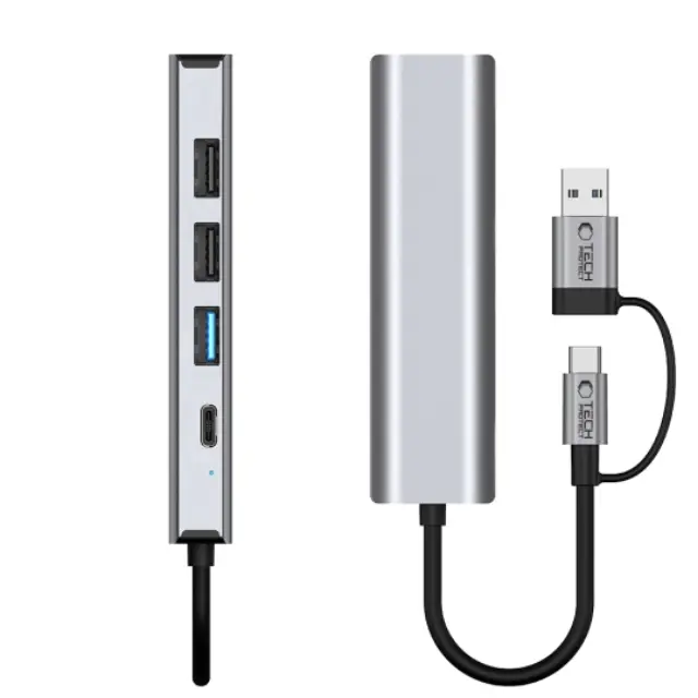 Tech-protect Hb03 Hub Adapter 5in1 Type-c + Usb2.0 + Usb3.0 + Rj45 Space Grey 2