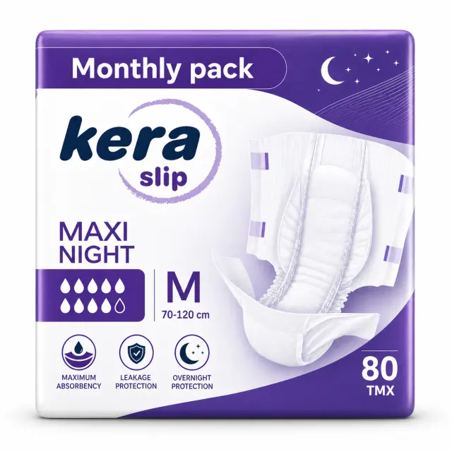 Πανες ακρατειας Kera Slip Medium Maxi Night ΝΥΧΤΟΣ Monthly Pack (4×20) 80 τεμαχιων 3