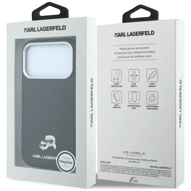 Karl Lagerfeld® Semi Wrap K&CH Heads MagSafe Θήκη για iPhone 17 Pro Max/18 Pro Max- Black 3