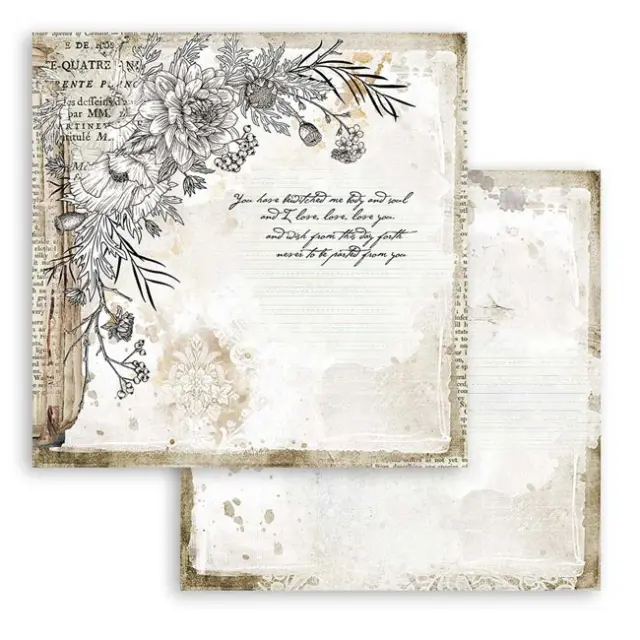 Χαρτί Scrapbooking Stamperia Διπλής Όψης - Romantic Journal Corner with Flower - 31x30cm