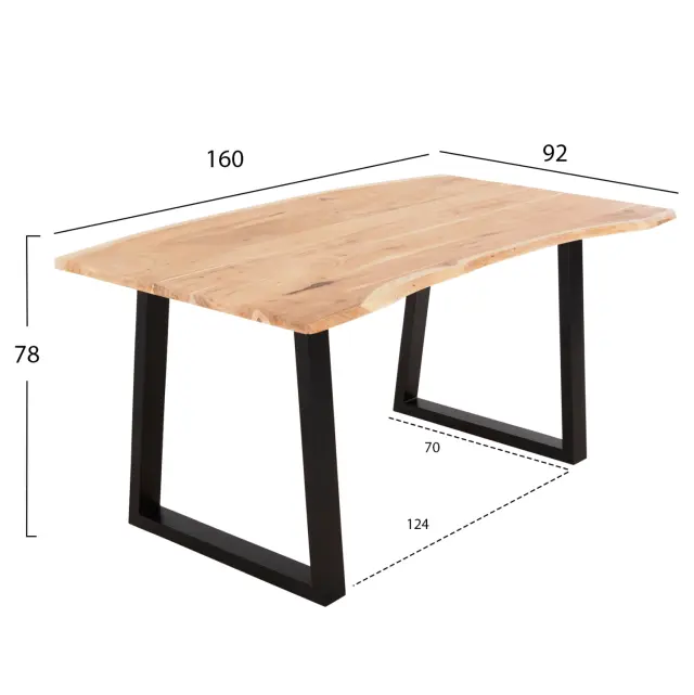 ΤΡΑΠΕΖΙ ΤΡΑΠΕΖΑΡΙΑΣ SOFIA SLIM FB98500.21 ΜΑΣΙΦ ΞΥΛΟ ΑΚΑΚΙΑΣ 160x92x78Υεκ. 2