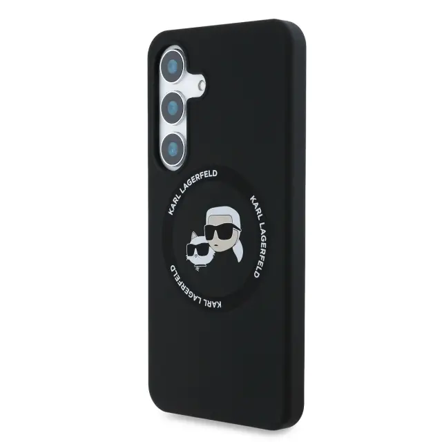 Karl Lagerfeld Liquid Silicone K&CH Heads MagSafe Case for Samsung Galaxy S25 Black 2