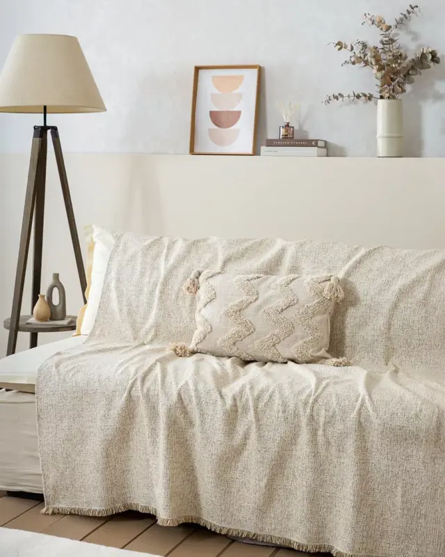 Ριχτάρι Lorian - Light Beige Ένα χρώμα Τριθέσιος 180x300