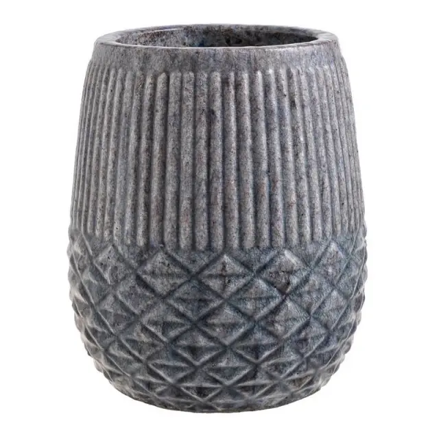 Βάζο vintage με ανάγλυφα, γκρι-μωβ, 26x29,5cm