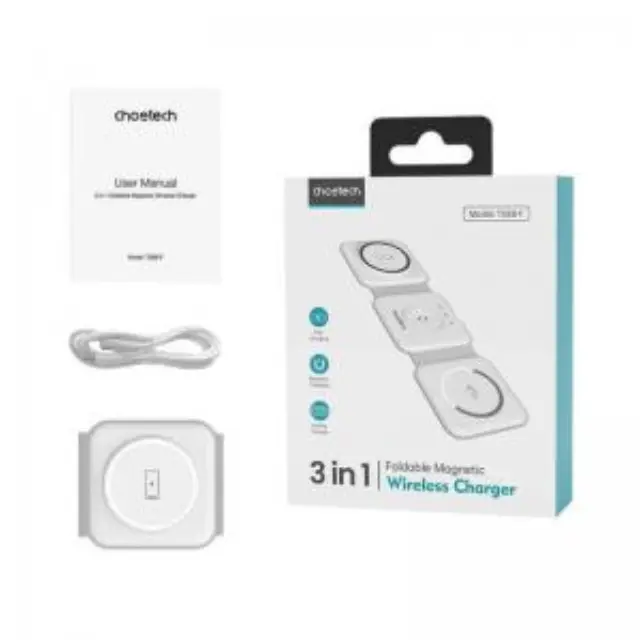 Ασύρματος Φορτιστής - Βάση 3 σε 1 Choetech T588-F για Apple Airpods, iPhone & iWatch 15W Λευκό N65359 3