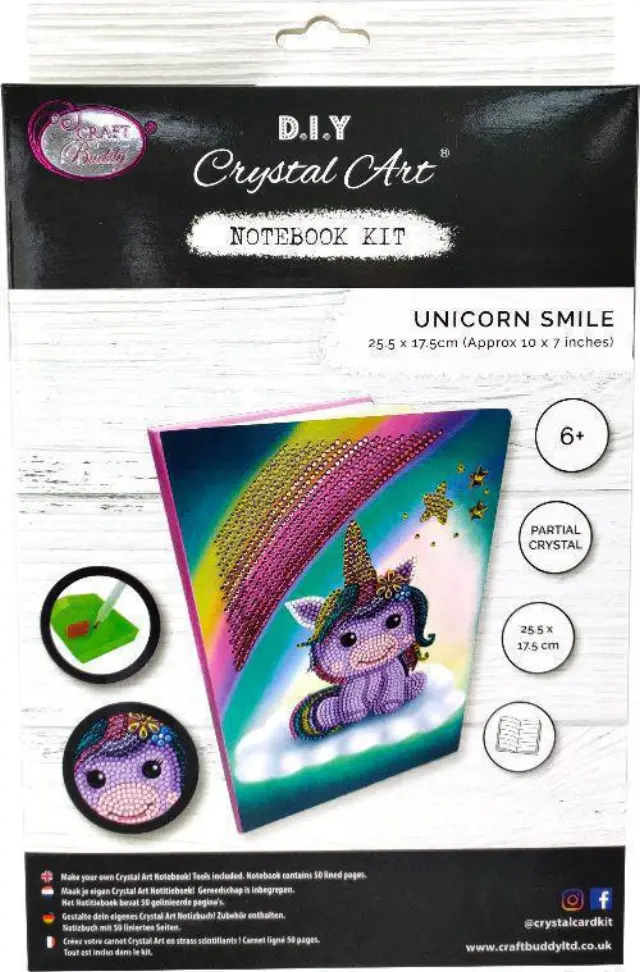Craft Buddy Notebook Crystal Art Unicorn Smile 3