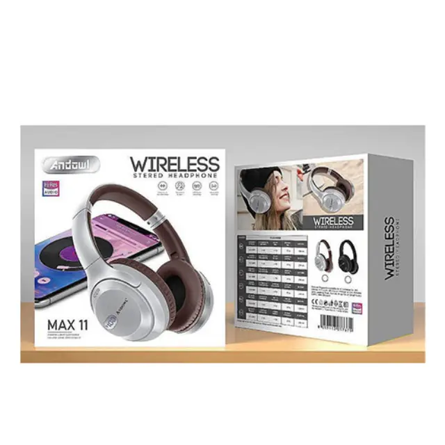 Andowl Q-MAX11 Ασύρματα Bluetooth On Ear Ακουστικά με 8 ώρες Λειτουργίας Ασημί 2