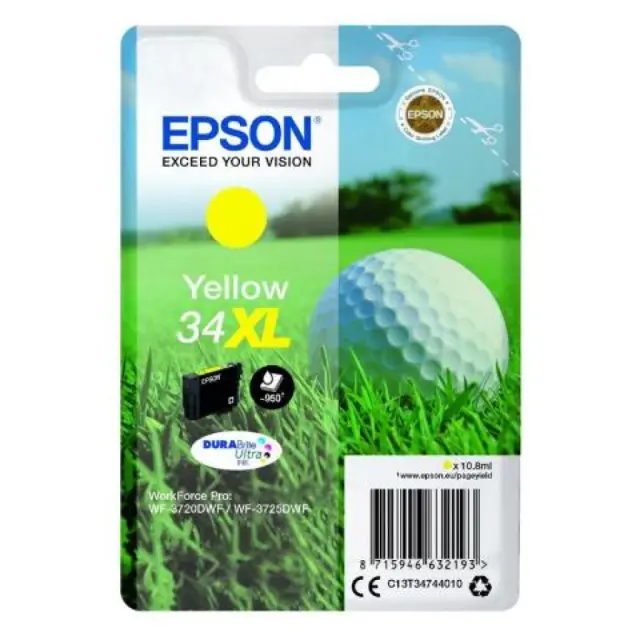 Epson 34XL Γνήσιο Μελάνι Εκτυπωτή InkJet Κίτρινο (C13T34744010)