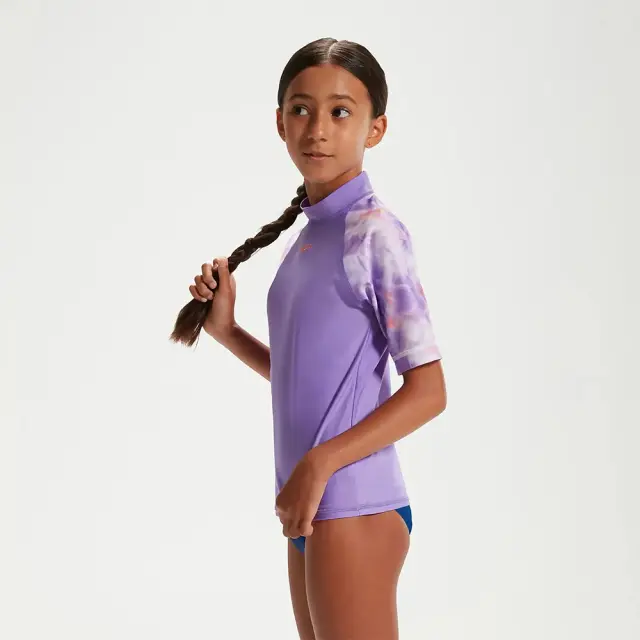 Speedo Girl's Printed Short Sleeve UV Protection Sun Top Λιλά 81173114496 (Speedo) 2