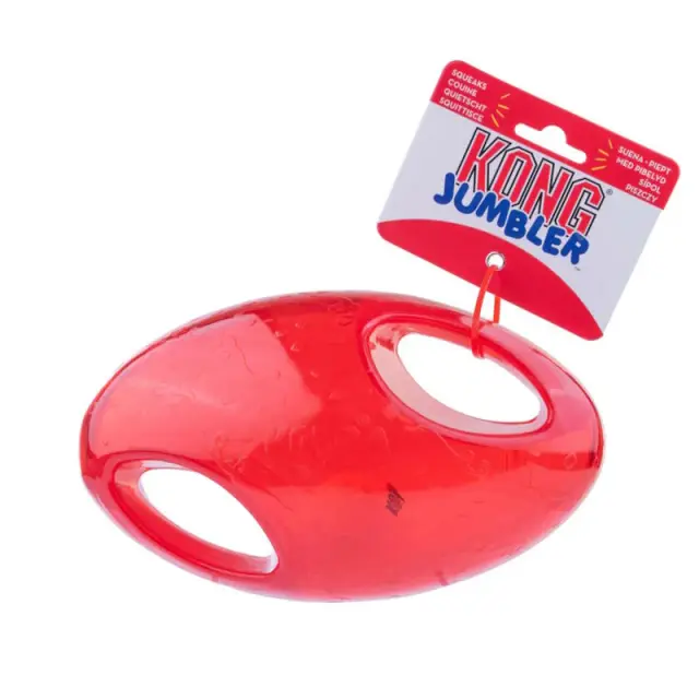 Kong Jumbler Football 2 σε 1 Διπλό Διαδραστικό Παιχνίδι για Σκύλους 17.8x10x10cm Κόκκινο - M- L