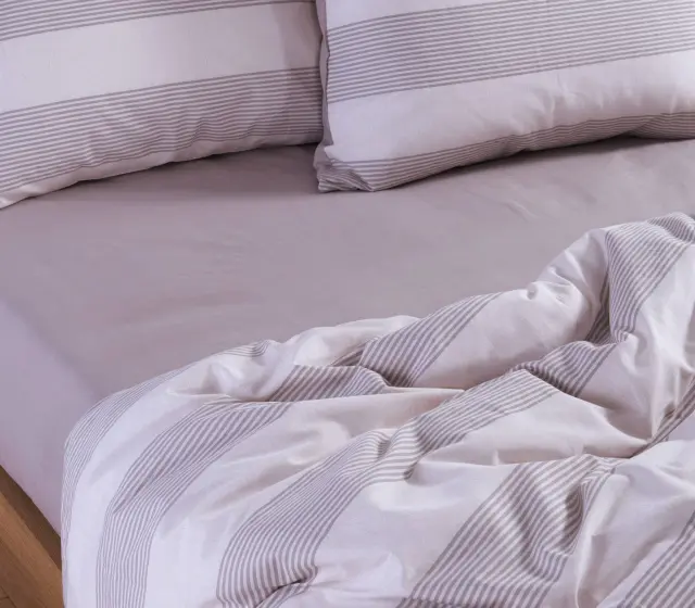 ΣΕΤ ΣΕΝΤΟΝΙΑ ΒΑΜΒΑΚΕΡΑ ΥΠΕΡΔΙΠΛΑ CASUAL STRIPE 240Χ270 NEF-NEF HOMEWARE ECRU 2