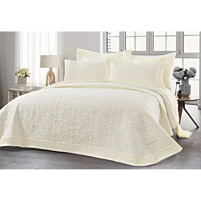 Νυφικό Σετ 3 Τεμ Κουβερλί 230x250 Υπέρδιπλο Beauty Home Eros 12501 Εκρού 100% Microfiber 2