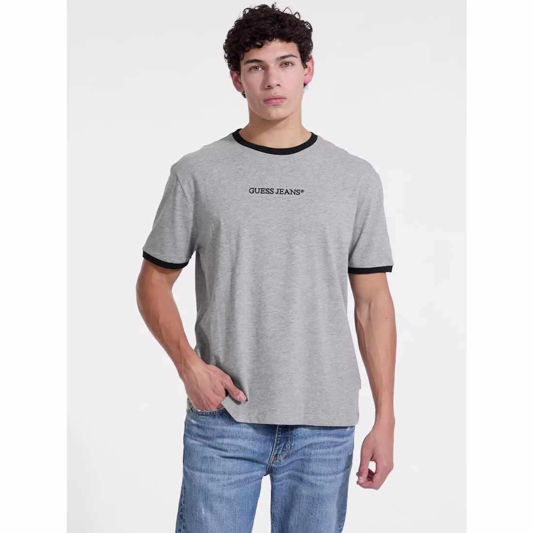 Guess Ανδρική Γκρί Κοντομάνικη Μπλούζα Γκρι - XXL