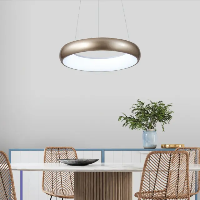 InLight Κρεμαστό φωτιστικό LED 24W 3CCT από χρυσαφί και λευκό ακρυλικό D:40cm (42024-B-Golden) 3