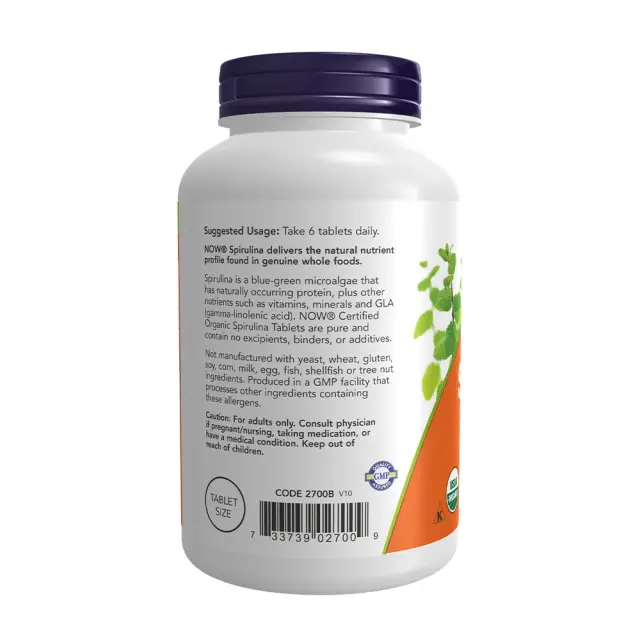 Now Foods Spirulina 500 mg, Organic 500 Tablets 3