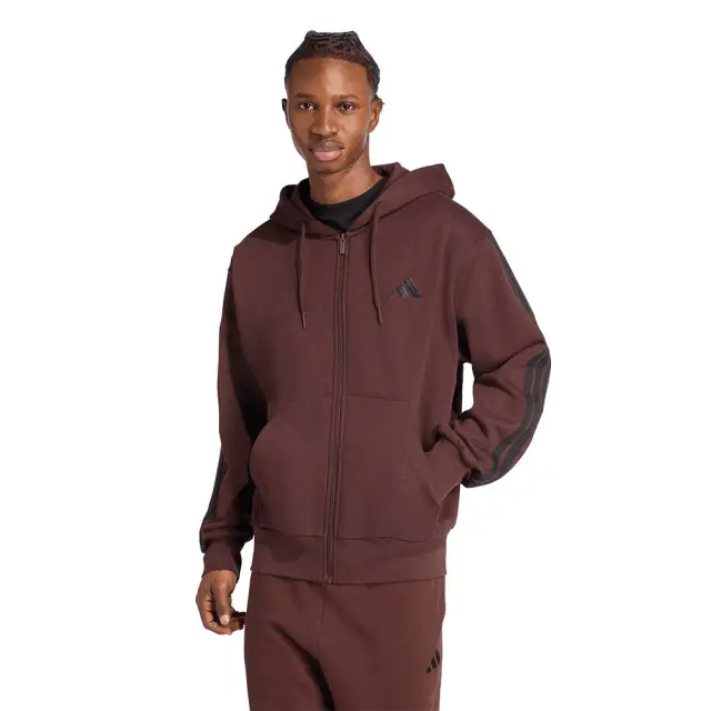adidas Sportswear Men's 3Stripes Fleece Full-Zip Hoodie Μπορντό JX0697 (adidas Sportswear)