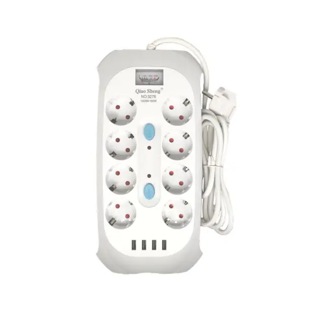 Qiao Sheng Πολύμπριζο 8 Θέσεων 10Α/250V-2500W 2m NO:3278 - Smart power 8 power socket 290027