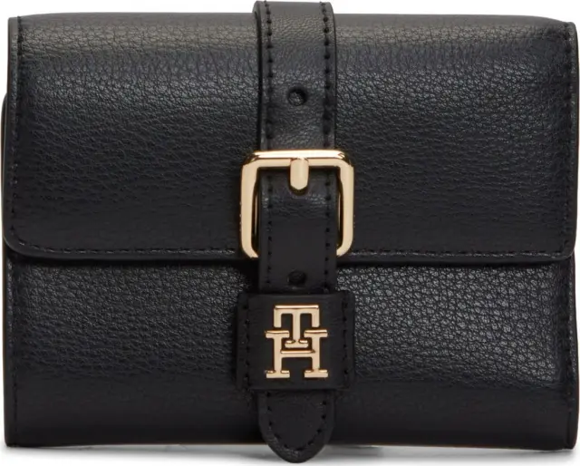 Tommy Hilfiger Γυναικείο Μικρό Πορτοφόλι TH Buckle Trifold Μαύρο