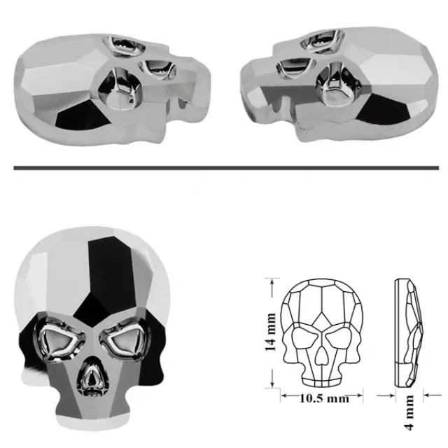 Swarovski 2856 Skull Crystal Light Chrome 14x10.5mm - 2τεμ
