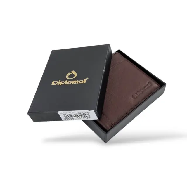 Ανδρικό Πορτοφόλι Γνήσιο Δέρμα RFID Diplomat MN700. Καφέ 3