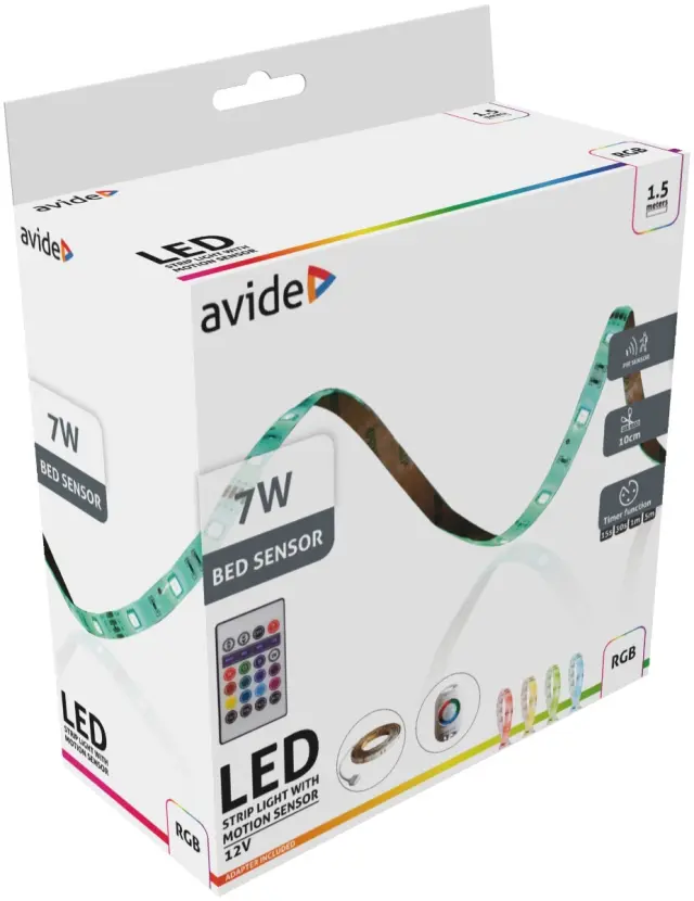 Avide LED Ταινία Blister Αισθητήρας Φωτός Κρεβατιού 12V 1.5m RGB 15.001.1960
