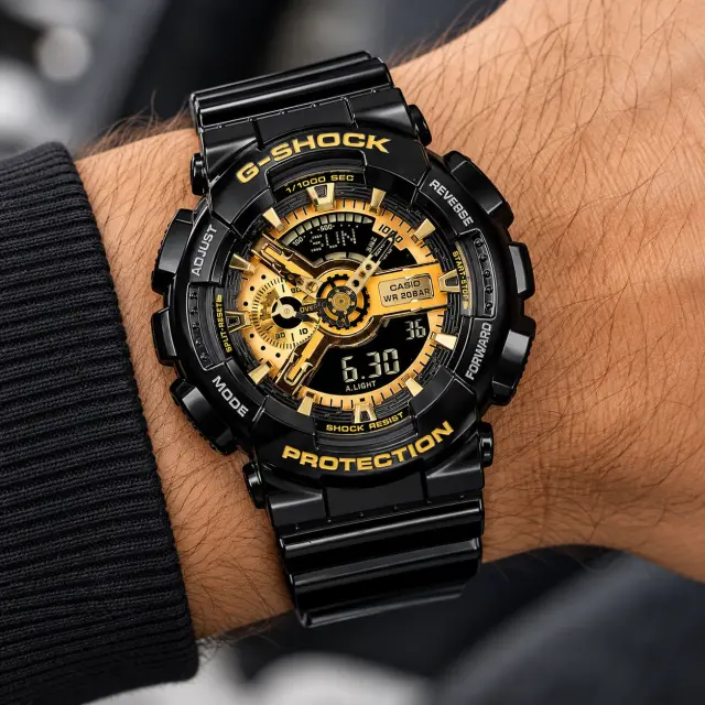 Ανδρικό Ρολόι Casio G-SHOCK 11-GA-110GB-1AER Μαύρο με Χρυσές Λεπτομέρειες 2