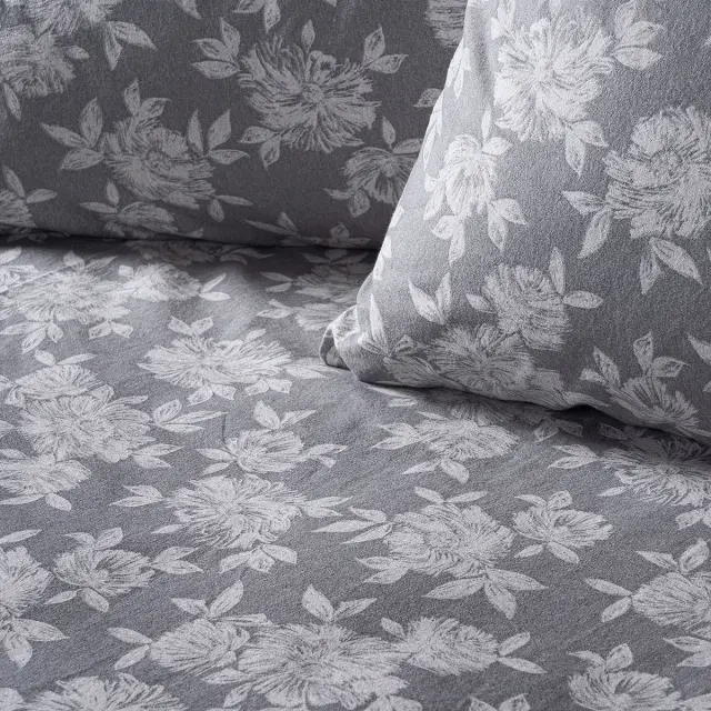 Σετ Σεντόνια 170x200+32 Υπέρδιπλα Φανελένια Beauty Home Merlot Art 12634 Γκρι 100% βαμβακερόΜε Λάστιχο 2