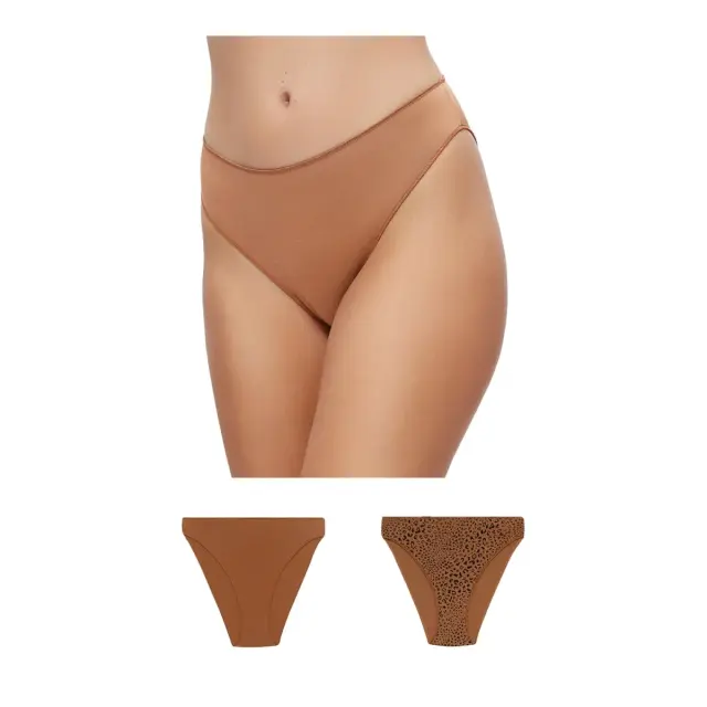 Minerva Γυναικείο Slip Modal Fimelle - Διπλό Πακέτο, Χρώμα Animal-Caramel - S