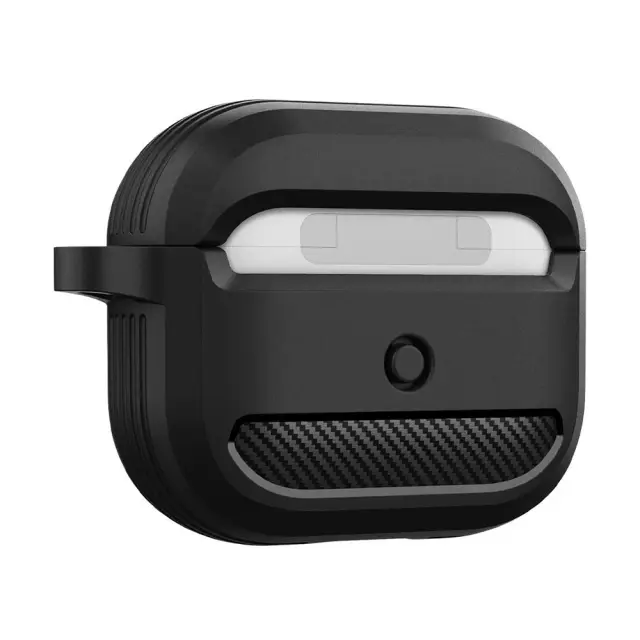 Techsuit - Carbon Θήκη Σιλικόνης με Γάντζο για AirPods 3 - Μαύρο 2