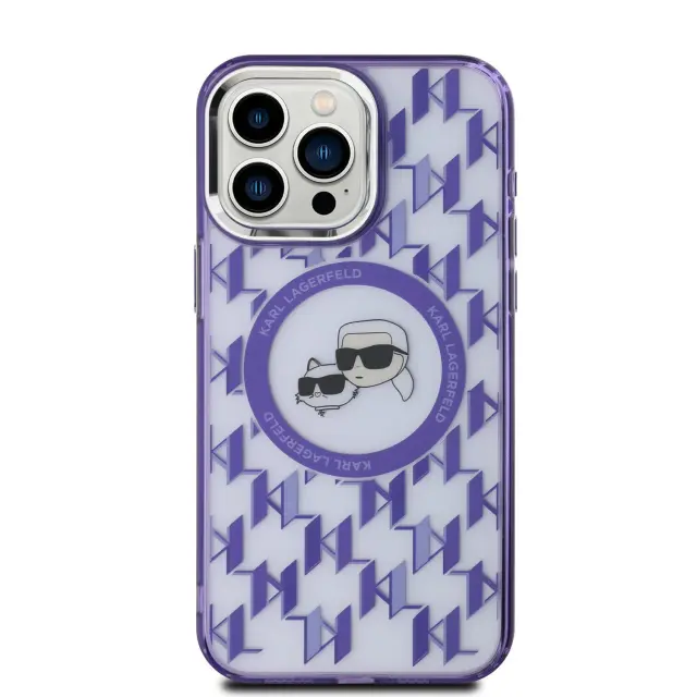 Karl Lagerfeld® Iml Monogram K&CH Heads Magsafe Θήκη για iPhone 16 Pro Max-Purple 2