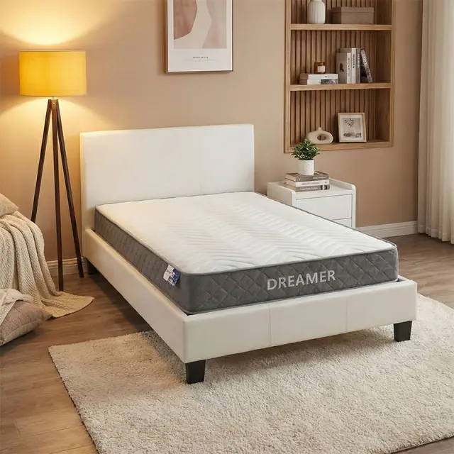 Κρεβάτι με στρώμα Nevil-Dreamer pakoworld pu λευκό 100x200εκ